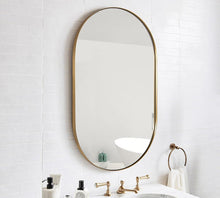 Load image into Gallery viewer, 20x33 Inch Gold Metal Frame Oval Mirror for Bathroom
